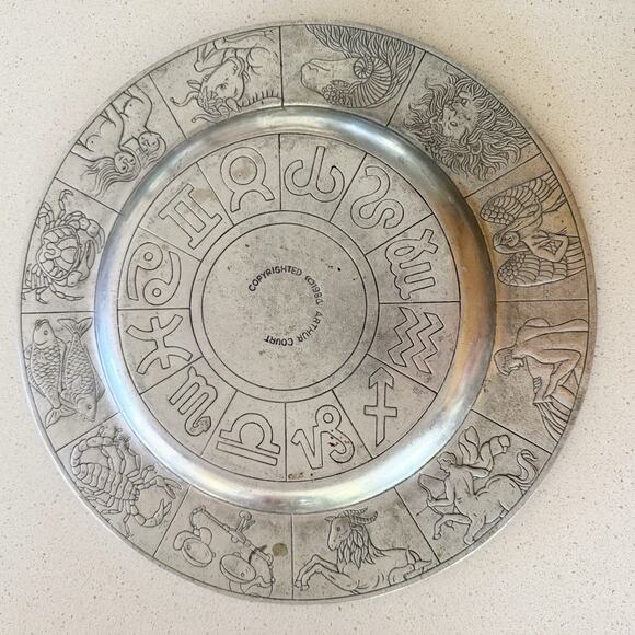 Arthur Court Lion Lid Astrological Serving Plate Casserole Dish 1984 Silver Tone - Picture 4 of 7